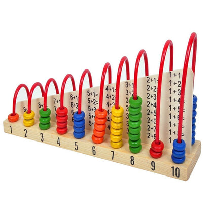 Kids Wooden 10-row Counting Beads Math Learning Abacus Frame Early Education Toy Kids Educational Toys for Children Gift