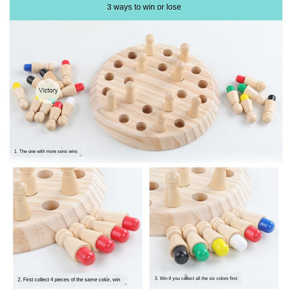 Kids Wooden Memory Chess Match Stick Montessori Board Game Educational Color Cognitive Learning Toys Block Puzzle Game Gift