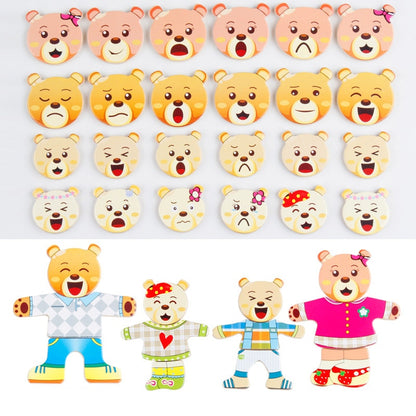 QWZ Little Bear Change Clothes Children's Early Education Wooden Jigsaw Puzzle Dressing Game Baby Puzzle Toys For Children Gift