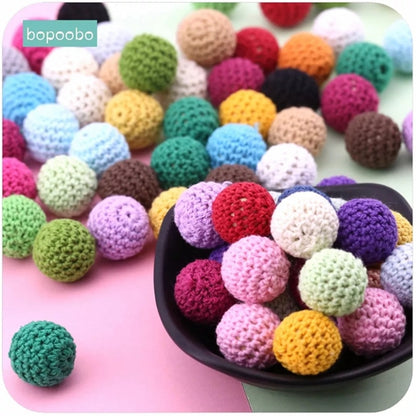 Bopoobo 10pc Baby Nursing Teething Crochet Beads Chewable Beads DIY Jewelry Nursing Accessories Gehaakte Toy Baby Teether 16mm