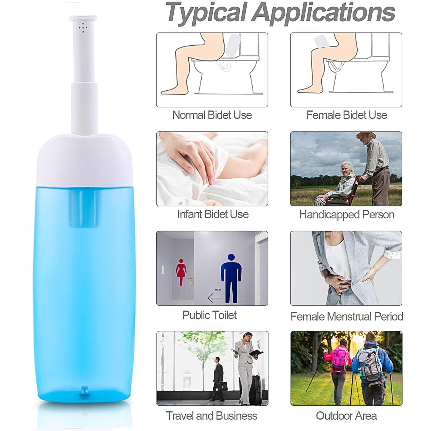 Portable Bidet - Travel Handheld Bidet Bottle with Retractable Spray Nozzle for Hygiene Cleansing Personal Care 350ml