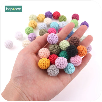 Bopoobo 10pc Baby Nursing Teething Crochet Beads Chewable Beads DIY Jewelry Nursing Accessories Gehaakte Toy Baby Teether 16mm