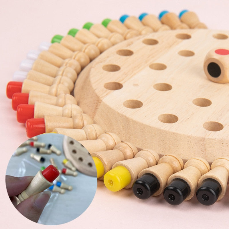 Kids Wooden Memory Chess Match Stick Montessori Board Game Educational Color Cognitive Learning Toys Block Puzzle Game Gift