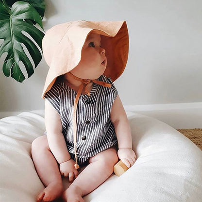 Big Brim Baby Sun Hat Summer Spring Kids Bucket Hat for Girls Boys Cotton Linen Children Cap Beach Travel Kids Hats Caps 2M-4Y