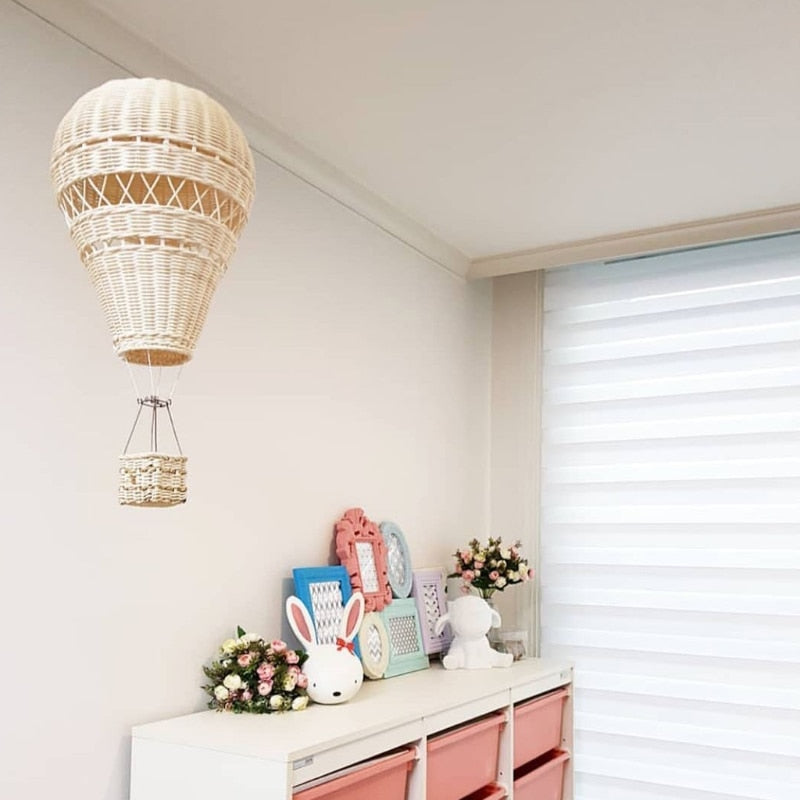 Rattan Kids Decor Hot Air Balloon Rattan Baby Room Decoration Aerostatic Balloon Decoration Kids Room Props Rattan Nursery