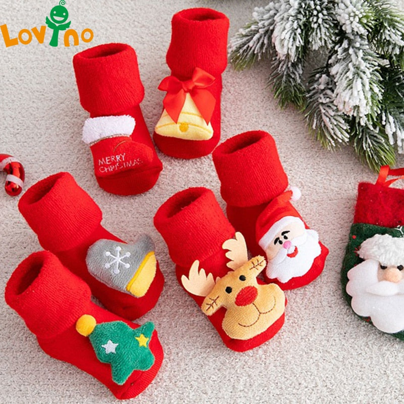 Kids Children's Socks for Girls Boys Non-slip Print Cotton Toddler Baby Christmas Socks for Newborns Infant Short Socks Clothing