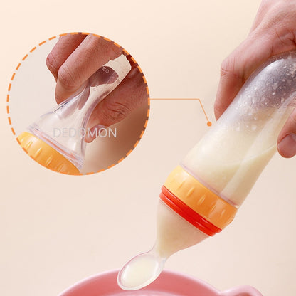 Squeezing Feeding Bottle Silicone Newborn Baby Training Rice Spoon Infant Cereal Food Supplement Feeder Safe Tableware Tools