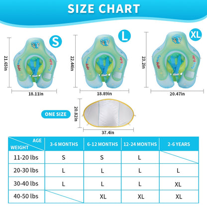 Baby Swimming Float with Sun Canopy Inflatable Infant Floating Swim Rings Kids Swim Pool Accessories Circle Bathing Summer