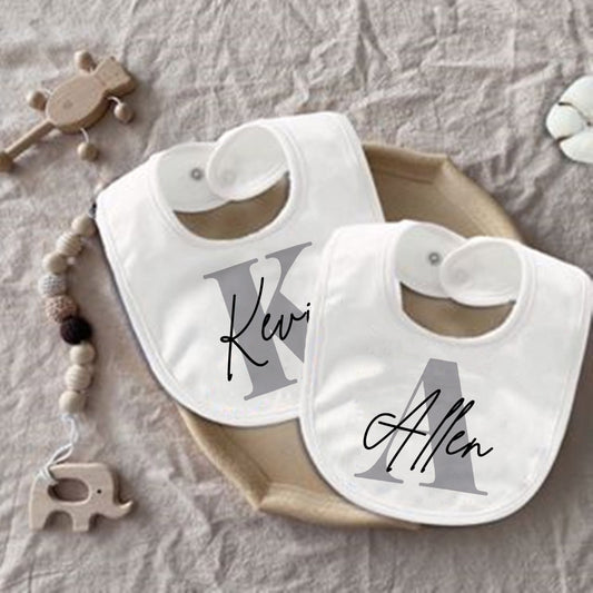 Personalised Baby Bib Bibs Custom Initial with Name Boys Cotton Infant Saliva Towel Letter Print Bib Baptism Baby Shower Gifts