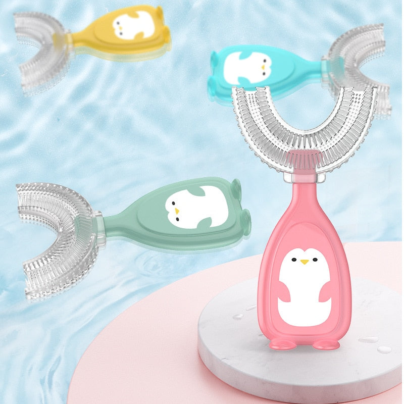 Kids Toothbrush U-Shape 360 Degree Infant Teether Baby Toothbrush Children Silicone Brush For Toddlers Oral Care Cleaning