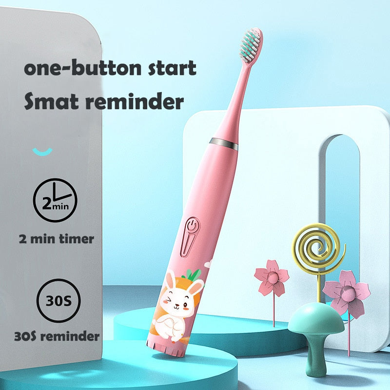 Sonic Electric Toothbrush for Children Kids cleaning teeth whitening Rechargeable water proof Replace The Tooth Brush Head