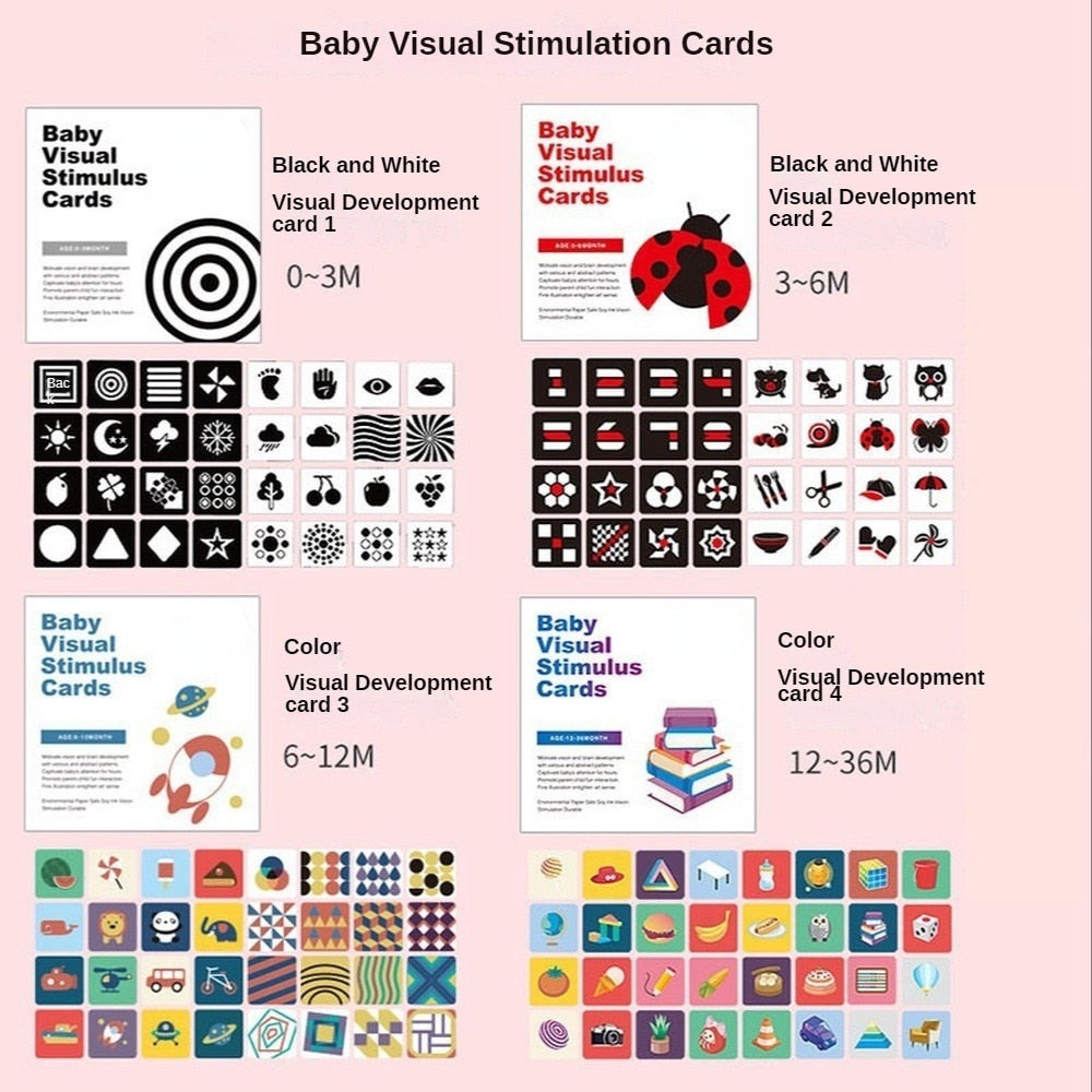 Montessori Baby Visual Stimulation Card Toy Black White Flash Cards High Contrast Visual Stimulation Learning Toys for Children