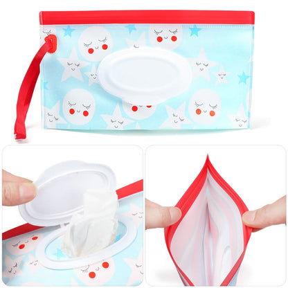 EVA Baby Wet Wipe Pouch Cute Snap-Strap Refillable Wet Wipes Bag Flip Cover Tissue Box Outdoor Useful Baby Stroller Accessory