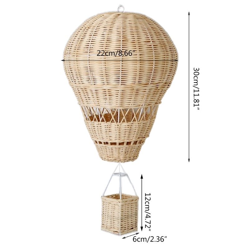 Rattan Kids Decor Hot Air Balloon Rattan Baby Room Decoration Aerostatic Balloon Decoration Kids Room Props Rattan Nursery