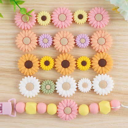 Kovict Flowers Silicone Beads 3/10pcs Mini Chrysanthemum Clips Beads For Jewelry Making DIY Necklace Bracelet Accessories