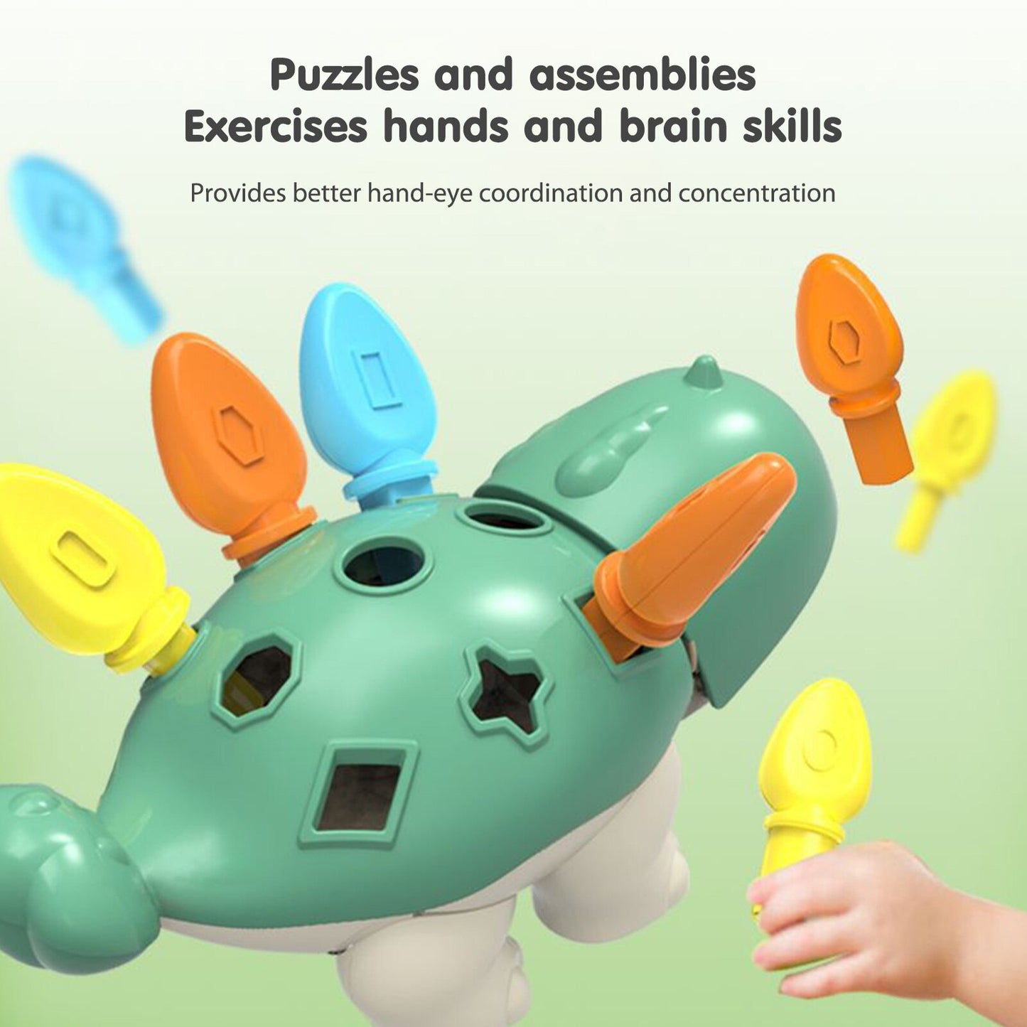 Baby Montessori Toys Detachable Fun Spike Dinosaur Toy Hand-eye Coordination Training Early Learning Toy Kids Gifts