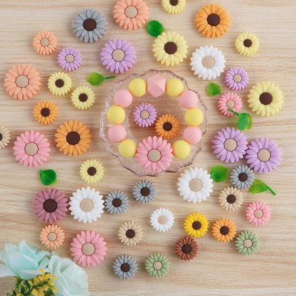 Kovict Flowers Silicone Beads 3/10pcs Mini Chrysanthemum Clips Beads For Jewelry Making DIY Necklace Bracelet Accessories