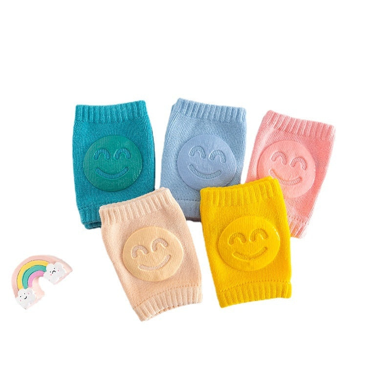 Newborn Autumn Terry Baby Socks Elbow Pads Toddler Crawling Knee Pads Baby Children Knee Pads Smiling Face Knee Pads