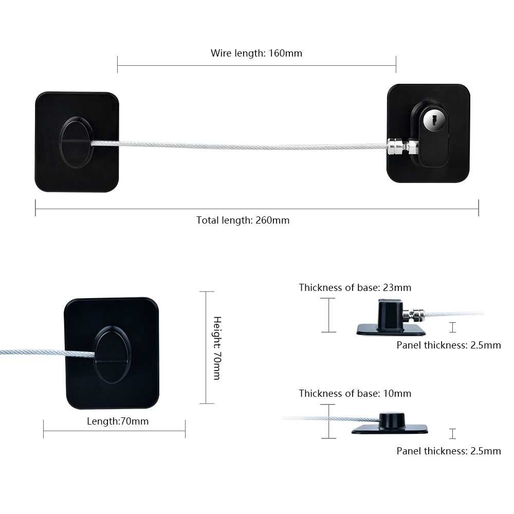 Child Safety Lock Cabinet Refrigerator Door Lock Stainless Steel Cable Protection Children Baby Home Window Lock Strong Fixation