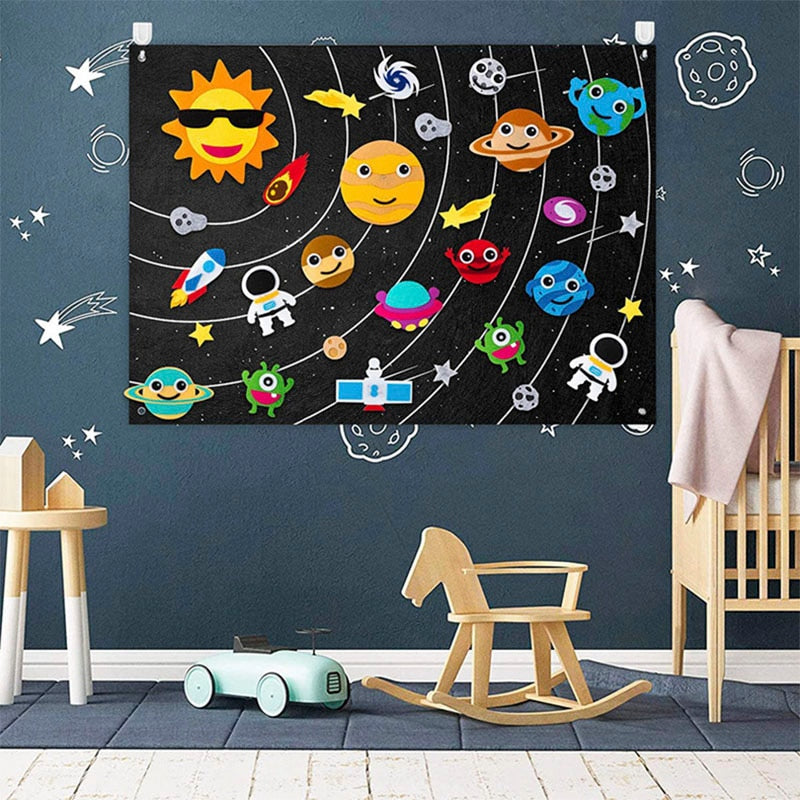 Farm Animals Felt Story Board Farmhouse Storybook Wall Hanging Decor Montessori Early Learning Interactive Puzzle Toys Kids Gift