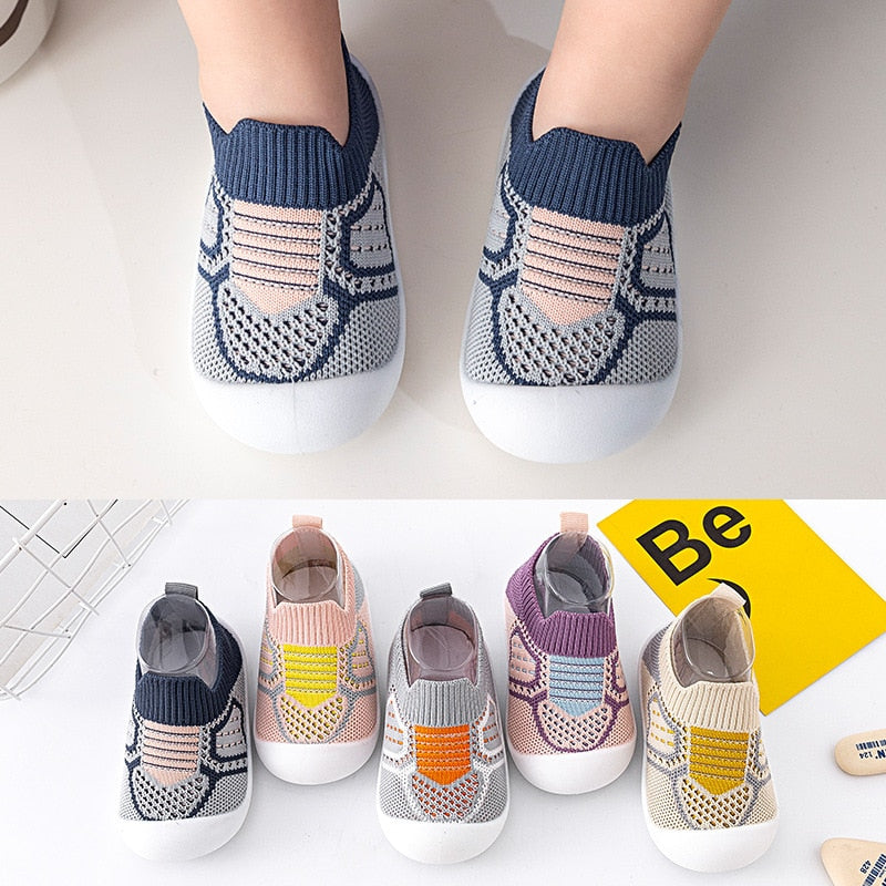 Baby Shoes Anti-slip Breathable Infant Crib Floor Socks with Rubber Sole for Children Girls Boys Mesh Shoes Soft Bottom Slippers