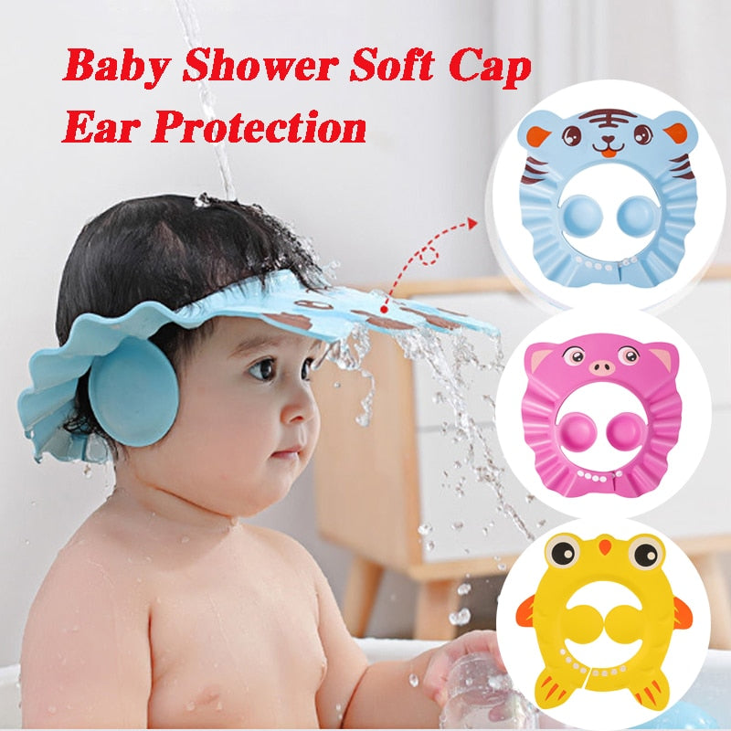 Baby Shower Soft Cap Adjustable Hair Wash Hat for Kids Ear Protection Safe Children Shampoo Bathing Wash Hair Protect Head Cover