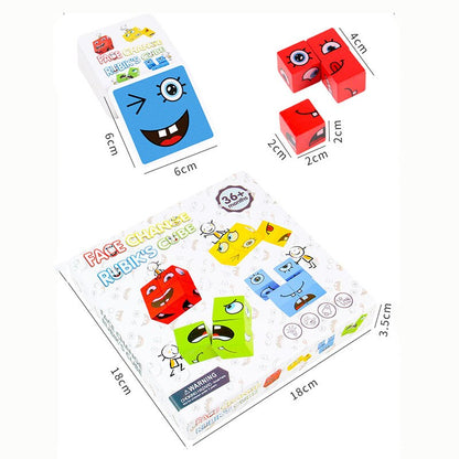 Cube Table Games Expression Puzzle Face Change Cube Building Blocks Toys Early Learning Educational Match Toy for Children Gift