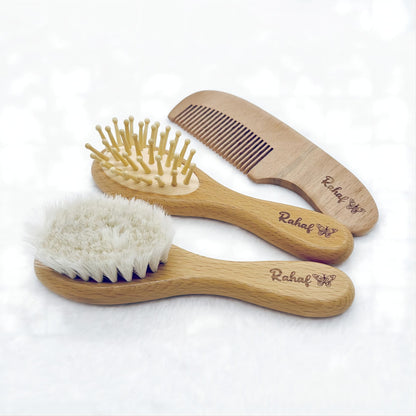 Personalized Wooden Baby Brush Custom Name Baby Wool Comb New Born Hair Brush Infant Head Massager Bath Brush Comb for Kids