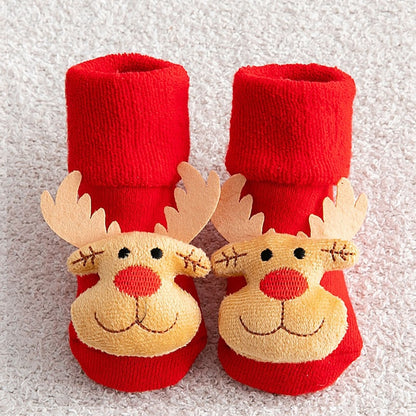 Kids Children's Socks for Girls Boys Non-slip Print Cotton Toddler Baby Christmas Socks for Newborns Infant Short Socks Clothing