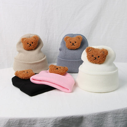 New Korean Cartoon Bear Baby Hat Knitted Baby Boys Girls Hat Winter Warm Cute Animals Toddler Kids Cap Beanies Bonnet 모자