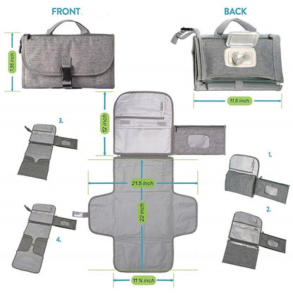 Portable Diaper Changing Pad, Portable Changing pad for Newborn Girl & boy - Baby Changing Pad with Smart Wipes Pocket