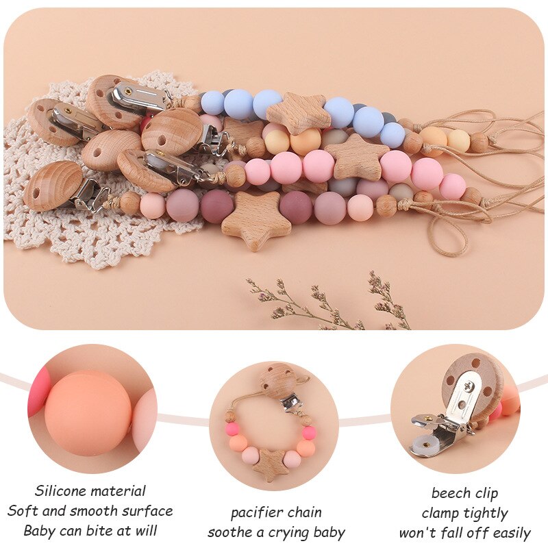 New Cute Silicone Baby Pacifier Clips Silicone Pacifier Chain Nipple Bracket Holder For Nipples Toddler Toys Baby Shower Gift