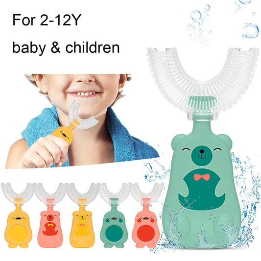 Kids Toothbrush U-Shape 360 Degree Infant Teether Baby Toothbrush Children Silicone Brush For Toddlers Oral Care Cleaning